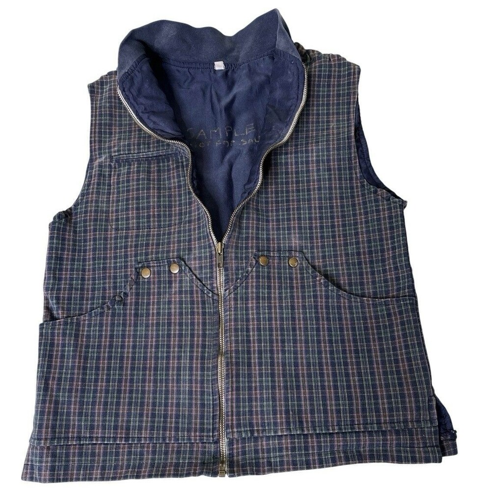 Vintage Plaid Vest Womens Small Polo RL Pre Production Style Sample Liner Rare